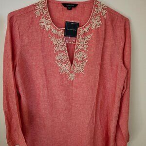 NEW with tags Lands End coral colored Linen tunic